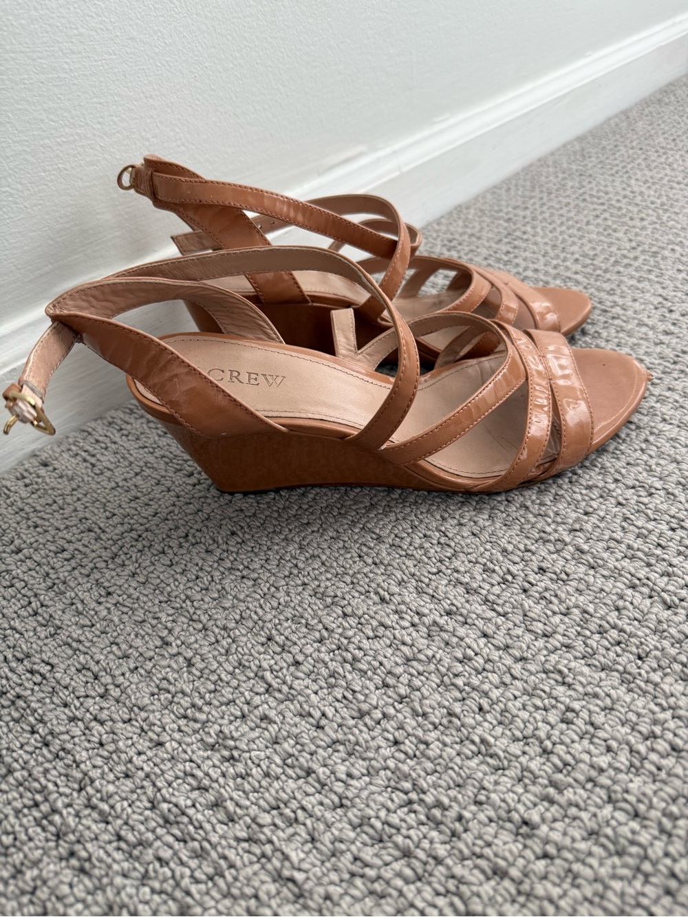 J. Crew Strappy Wedge/Platform Sandals, nude patent leather